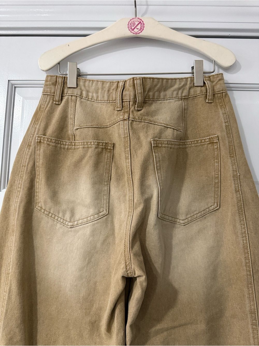 Classic barrel wide leg high rise jeans women’s khaki denim size 4 - Picture 9 of 10